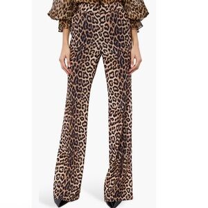 Alice + Olivia Remi Leopard Satin Crepe Bootcut Pants